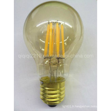 CE RoHS FCC A60g Gold Print E27 Base en laiton LED Filament Bulb